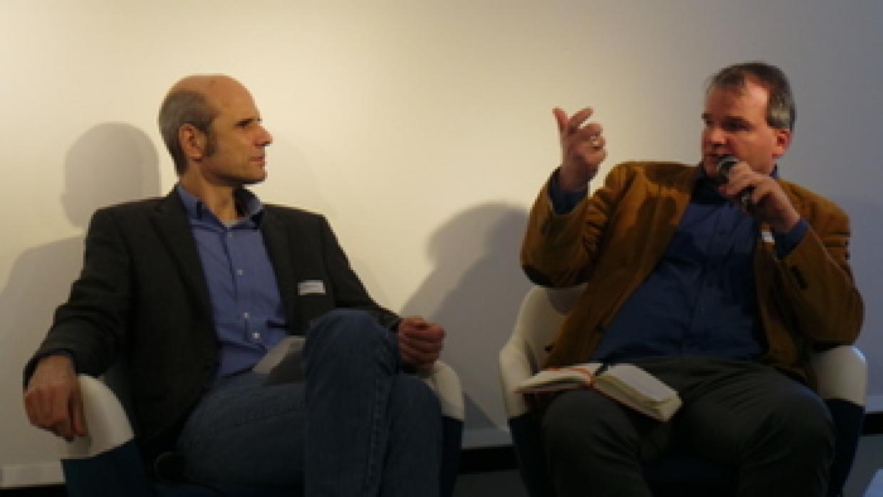 Thomas Gill (Landeszentrale für pol. Bildungsarbeit Berlin) und Arno Busse (Bundeszentrale für pol. Bildung)